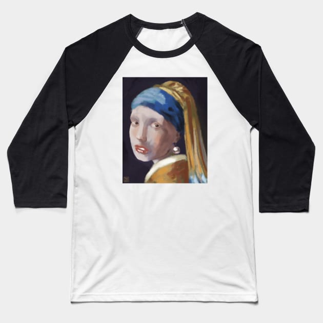 girl with a pearl earring Baseball T-Shirt by SosiCreatesArt